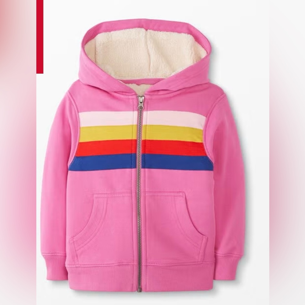 Hanna Andersson Girls Fiji Flower Faux Shearling Hoodie Size 5